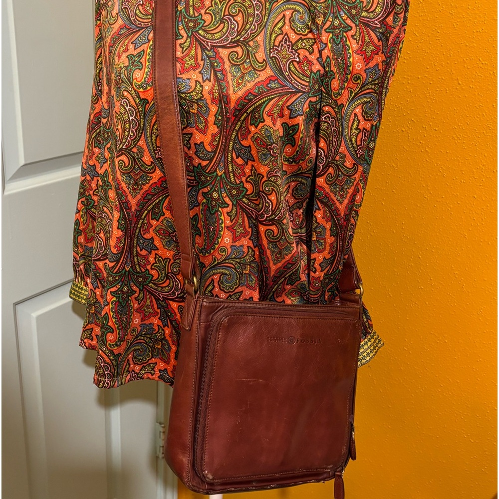 Fossil Leather Brown Shoulder bag crossbody  Purse Vintage